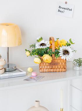 打开礼物花篮家庭配件桌面电视橱柜办公室客厅插花假花装饰入口装