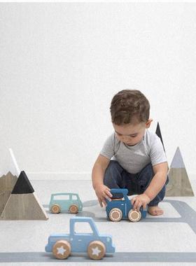 儿童房装饰摆件家居饰品汽车卡通木质样板间桌面软装摆设房间布置