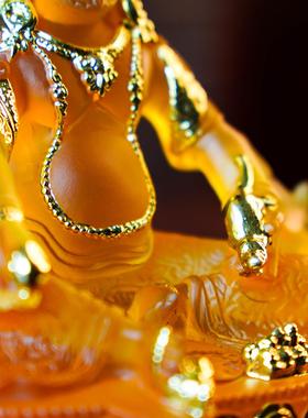 精品彷琉璃黄财神密宗佛像佛堂居家供奉招财进宝护发神吉祥摆件