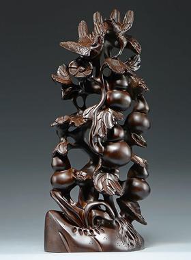 黑檀木雕五福临门根雕摆件雕刻工艺礼品摆饰家居客厅装饰品开 业