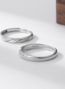钱万千925纯银戒指开口情侣对戒