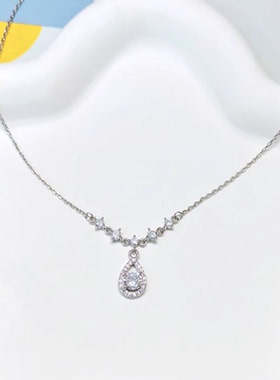 钱万千s925纯银项链女超闪轻奢小众精致水滴锁骨链送闺蜜鱼人之泪