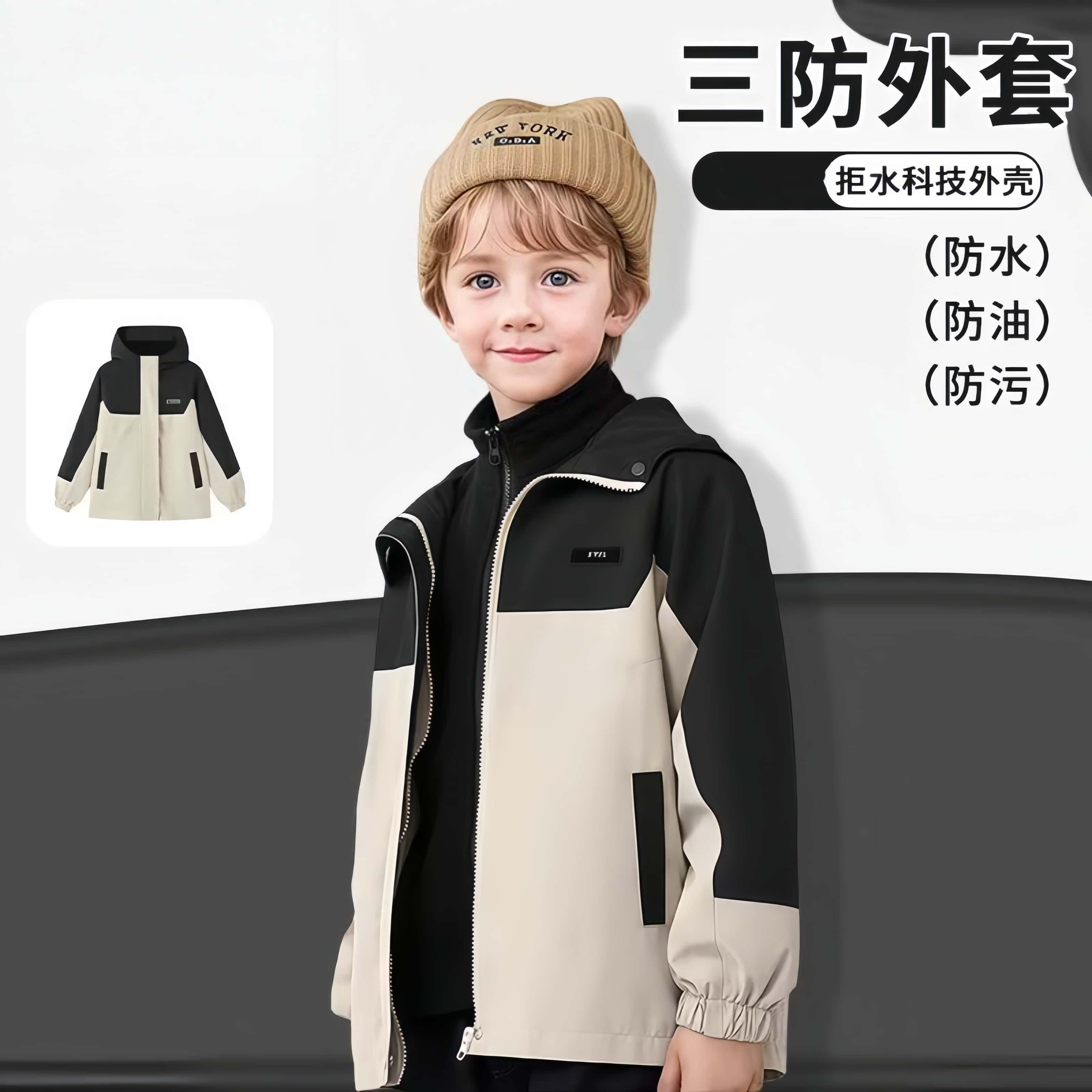 110-160码DSN儿童外套男女童春秋冬季夹棉三防拼色冲锋衣外套,淘宝优惠券,粉丝福利购,淘宝优惠卷