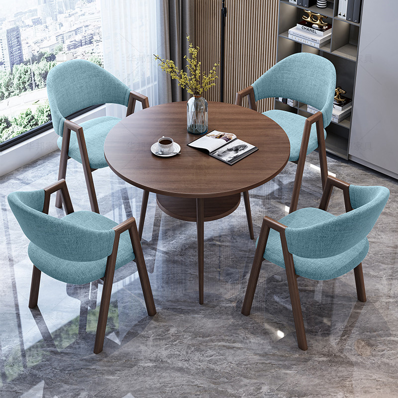 一桌四椅组合大厅售楼处接待桌商用办公室洽谈桌休闲茶几会客圆桌,淘宝优惠券,粉丝福利购,淘宝优惠卷