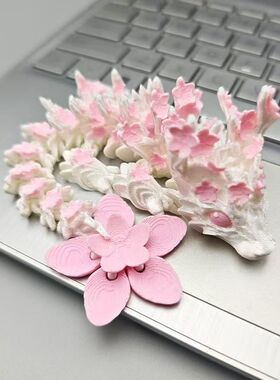 打印粉白色樱花龙仿真玩具