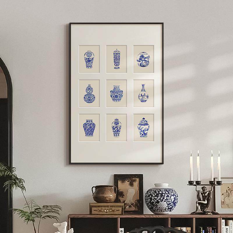 青花瓷·瓶安》法式现代中国风客厅装饰画新中式餐厅玄关花瓶挂画,淘宝优惠券,粉丝福利购,淘宝优惠卷