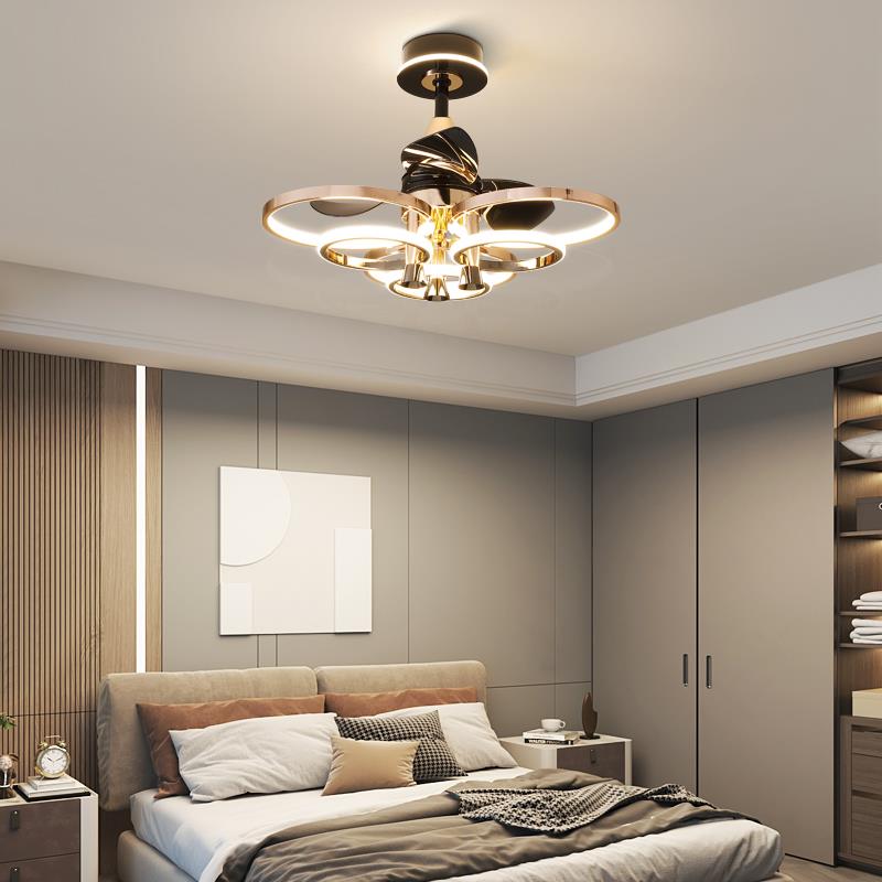 餐厅风扇灯现代轻奢客厅卧室吊扇灯家用智能饭厅餐桌变频风扇吊灯 - 图1