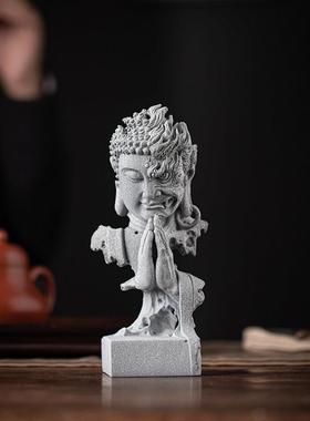 禅意佛魔一念之间茶宠摆件鱼缸造景微景观释迦牟尼佛像桌面装饰品