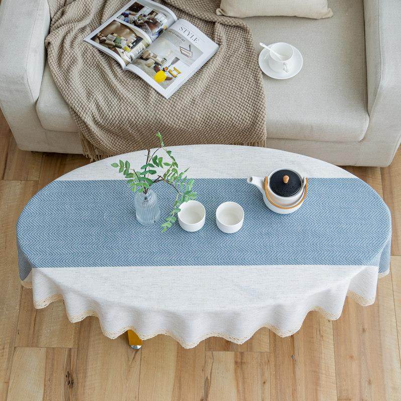 新款棉麻茶几布罩鸭蛋型椭圆形餐桌茶桌台布轻奢高级感桌布ins风,淘宝优惠券,粉丝福利购,淘宝优惠卷