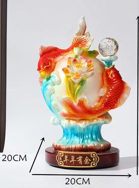 年年有余办公室锦鲤鱼桌面招财摆件可旋转玄关酒柜开业装饰礼品