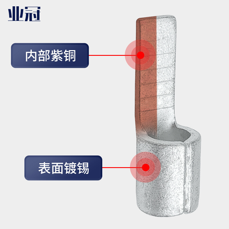 DBN1.25/2/5.5/8/14平方片形裸端头紫铜鸭舌冷压接头铜插针线鼻子-图3