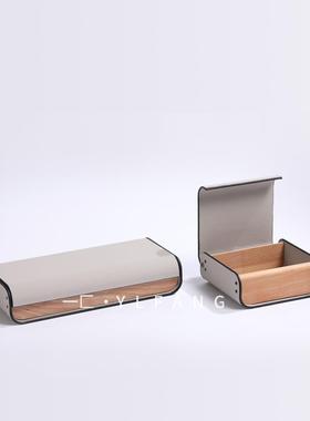 一匚现代轻奢皮革收纳盒 样板房售楼处衣帽间梳妆台收纳盘摆件