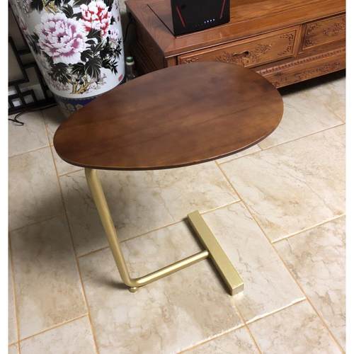 创意简约c型小茶几 移动铁艺实木沙发角几边几 懒人床头阅读边桌 - 图0