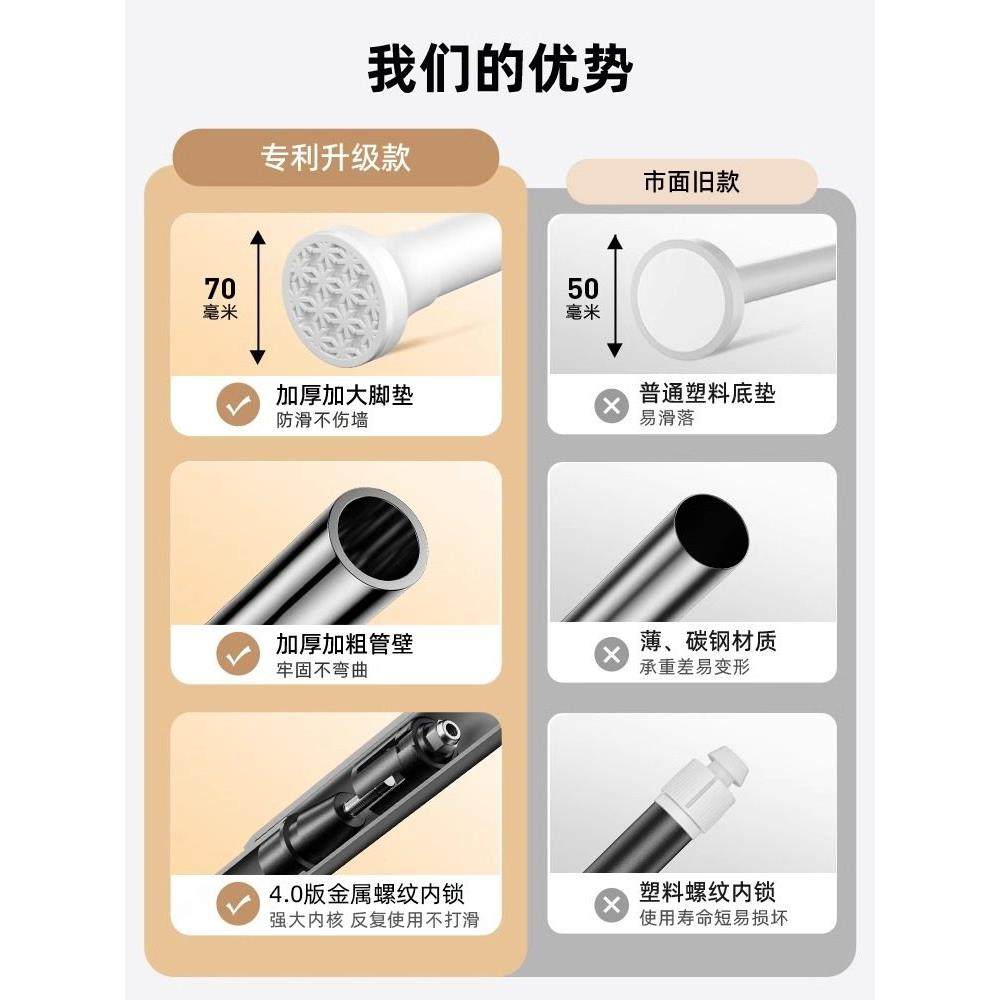 无冲孔伸缩杆安装窗帘杆，轨道浴帘支架，罗马杆，无钉支撑杆,淘宝优惠券,粉丝福利购,淘宝优惠卷