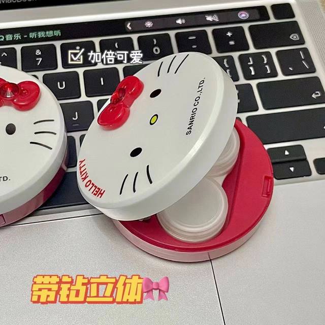 Contact lens box hellokitty contact lens box girl heart cute three-dimensional bow storage girl portable