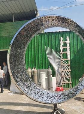 创意装置玄关艺术不锈钢水浪雕塑抽象飘带浪花大型摆件定制