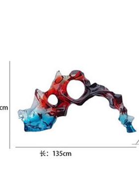 新中式太湖石透明树脂工艺品摆件轻奢样板房售楼处玄关雕塑装饰品