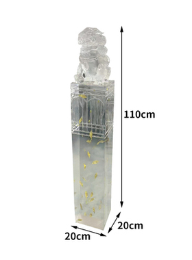 酒店大厅招财透明金箔狮子落地摆件拴马桩树脂雕塑售楼部玄关摆设