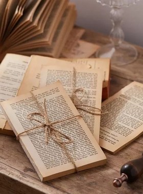 复古外文摆件麻绳捆绑旧书页老旧黄书捆装饰陈列摆件摄影拍摄道具