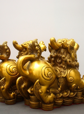 招财貔貅摆件铜貔貅大号一对公母皮丘聚财家居办公室店铺开业礼品