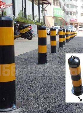拦车道路防撞柱停车固定桩禁止庄圆形柱子禁止停车黄黑钢管警示柱