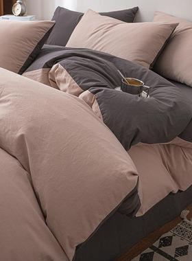 简约床上四件套100纯色床单被套罩床笠款床品宿舍三件套4