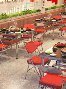 不锈钢火锅桌商用市井风格折叠圆桌方桌户外地摊卡式炉火锅一体桌