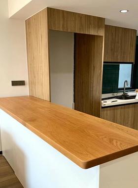 樱桃木转角桌板橡木吧台面板L型原木书桌升降桌面板实木异形飘窗