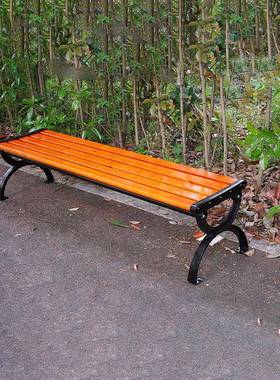 户外实木公园椅实木长椅子塑木公共座椅铁艺铸铝长条椅庭院凳排椅