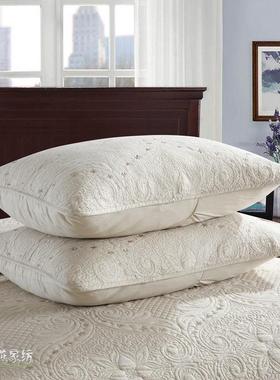外贸绗缝被全棉床上用品绗缝被平纹夹棉水洗纯色绣花床盖