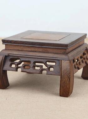 鸡翅木鱼缸花瓶底座正方形花盆景紫砂壶佛像摆件底座木制底架