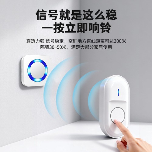 门铃家用无线2026新款超远距离大音量遥控一拖二叮咚提醒玲呼叫器 - 图0