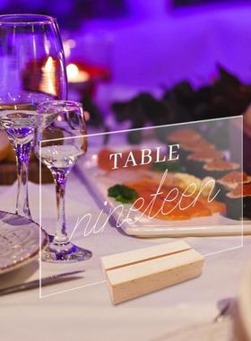 跨境底座立体透明亚克力婚礼派对桌号牌桌位席位牌DIY镜面摆台摆