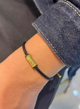 2025新款感黄金色饕餮手链男手工编织手串小众设计礼物送男友