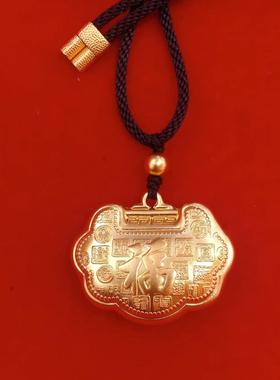 古法黄金色如意锁项链宝宝锁长命富贵健康平安锁包满月小众寓意