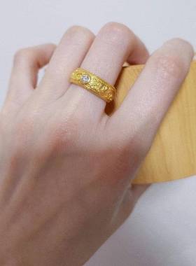 法式复古金色锆石戒指女轻奢高级感精致简约百搭食指戒指环手饰品