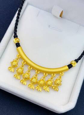 黄金色金鱼弯管编绳轻奢中国风小众设计百搭复古过年毛衣链锁骨链