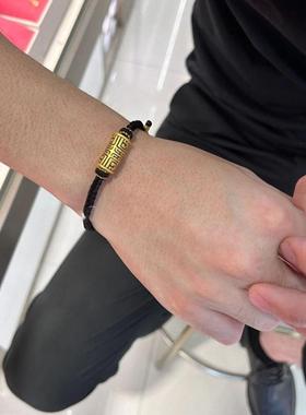 新款黄金色饕餮黑绳手链小众手工编织手绳黑金时尚简约日常百搭