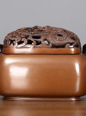 紫铜手提熏香炉仿古檀香炉摆件家居工艺品 带提手炉