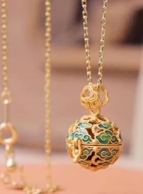 镂空香囊吊坠项链手链女中式复古随身佩戴香薰香丸扩香通勤饰品