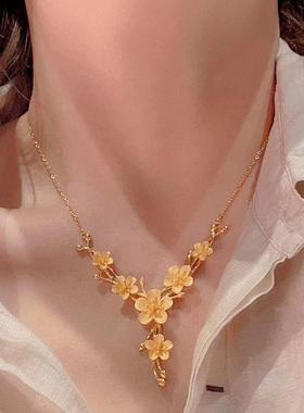 轻奢金色花月项链ins风时尚百搭毛衣链锁骨链婚假订婚送女友礼物