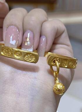 黄金色手镯福气满满吉言吞金兽手环开口古法手工宫廷工艺小众手链