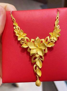 经典花月佳期系列茉莉花嫁妆黄金色项链小众时尚设计感轻奢送礼物