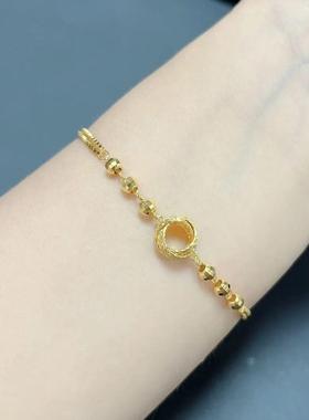 黄金色鸟巢手链圆珠光面手链新款小众设计精致百搭设计高级感饰品