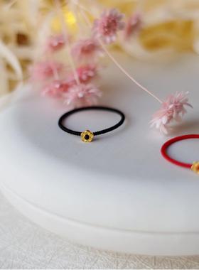 小花红绳戒指手工编织时尚小众指环简洁男女情侣礼物黑绳无感线圈