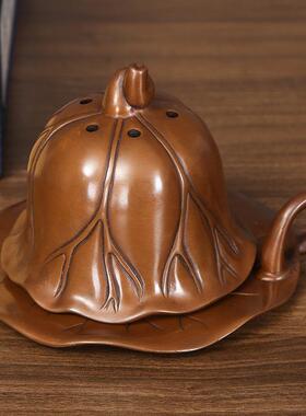 紫铜檀香炉室内熏香家居工艺品 秋荷雾漫香炉