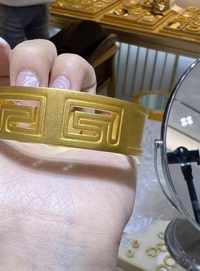 古法传承镂空吞金兽黄金色手镯经典高端大气简约气质时尚百搭手镯