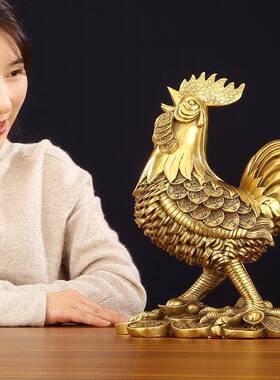 铜鸡摆件工艺品十二生肖金钱鸡家居装饰品