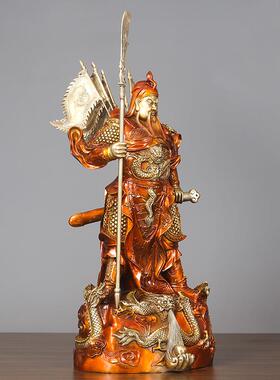 黄铜九龙关公摆件财神爷佛像家居用品 关公