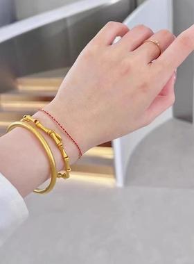 极细镀18K金红手绳女手饰叠戴本命年小香风编织简约巨细超闪手链